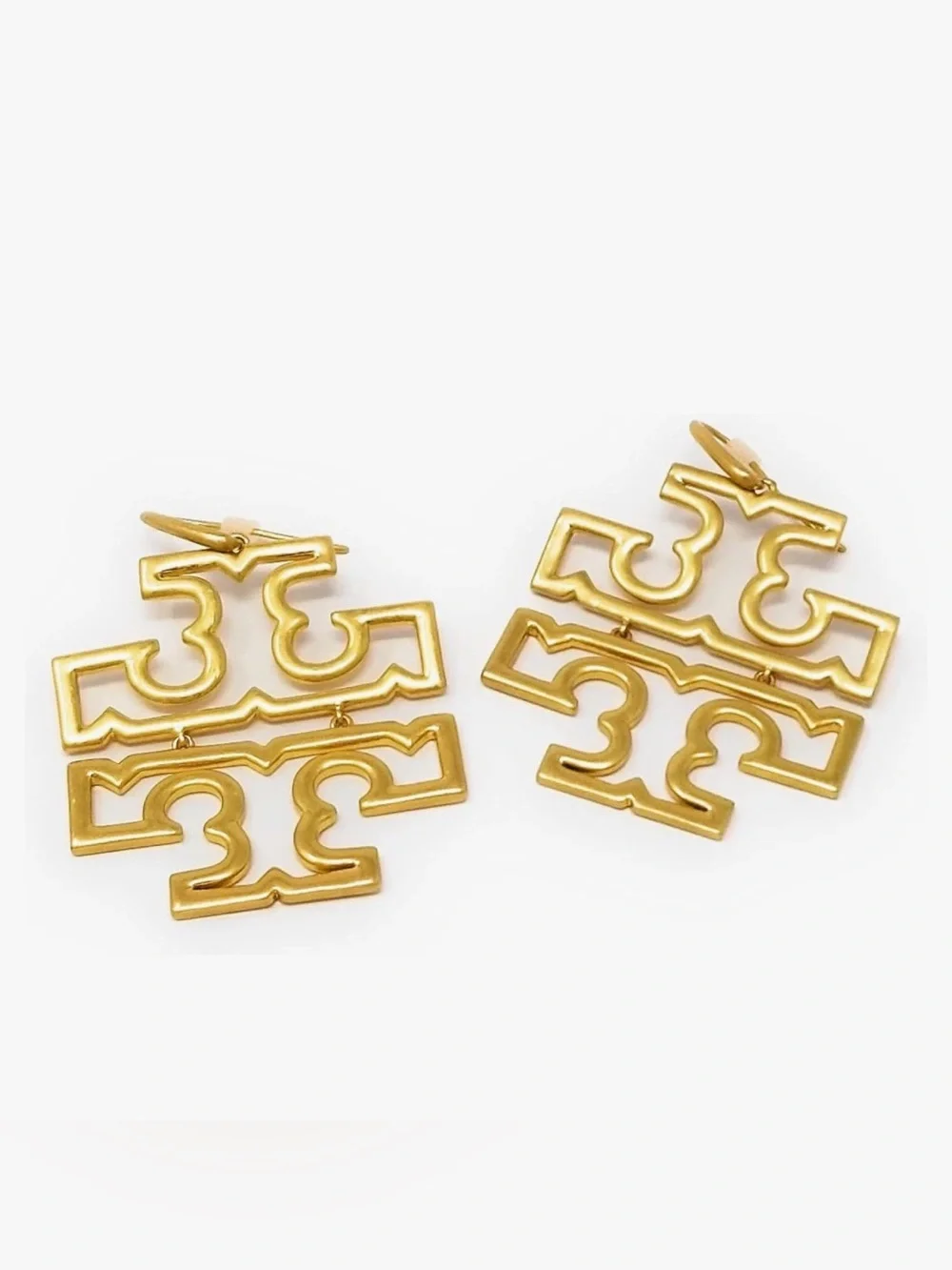 Tory Burch Britten Small Logo Drop Chic Earrings French Wire Gift Luxury NWT